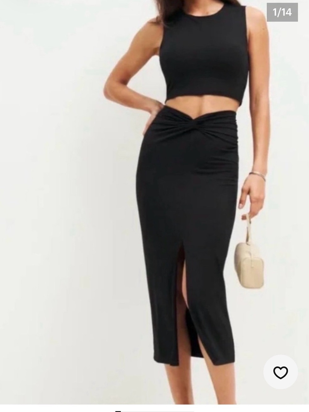 Reformation Women's Black Twist-Front Midi Skirt